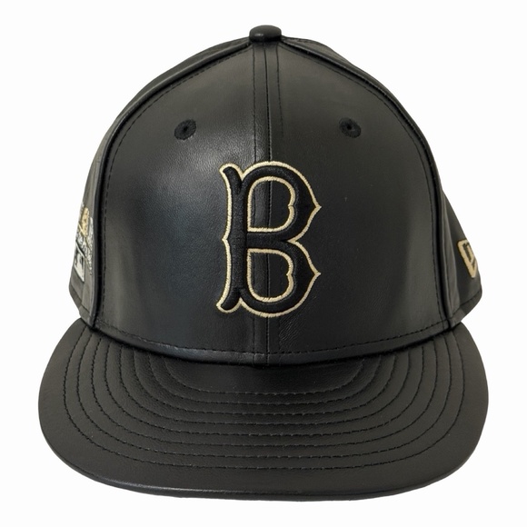 Red Sox MLB New Era 59FIFTY Fitted Sz 7 3/8 Black Leather Gold - Picture 8 of 8